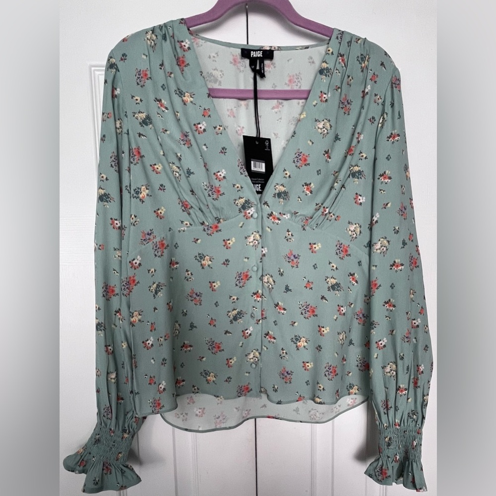 PAIGE Floral Blouse in Sage Green
